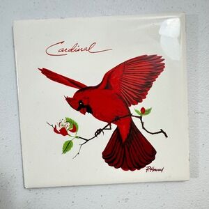 VTG Screencraft P Howard Cardinal Bird Ceramic Art Tile Trivet Wall Plaque 6x6
